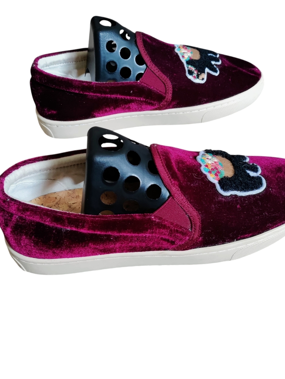 Anthropologie Soludos Velvet Slip On Sneakers Cork Bear NWOT